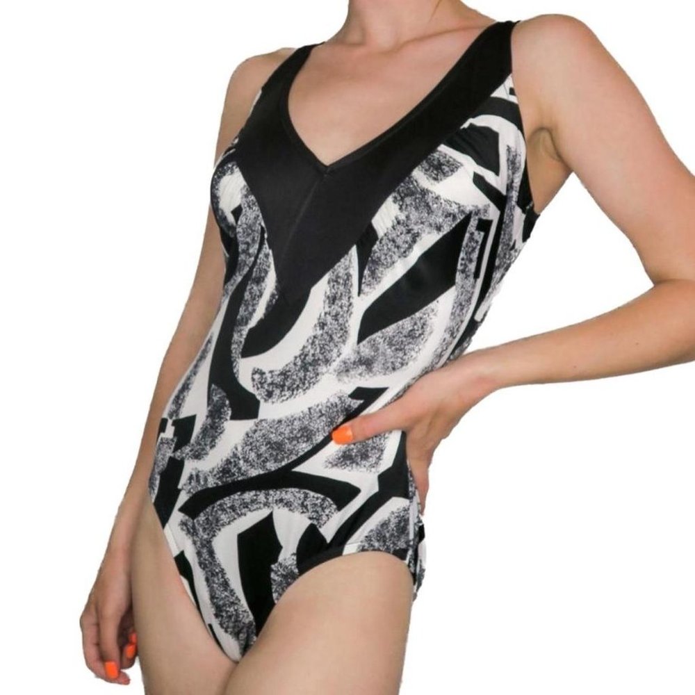 Vintage 90s Dune Deck Black & White Retro One Piece Swimsuit